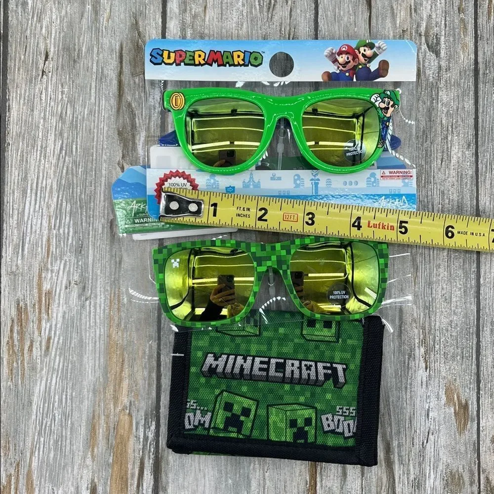 Nintendo Super Mario & Minecraft Green Sunglasses Set